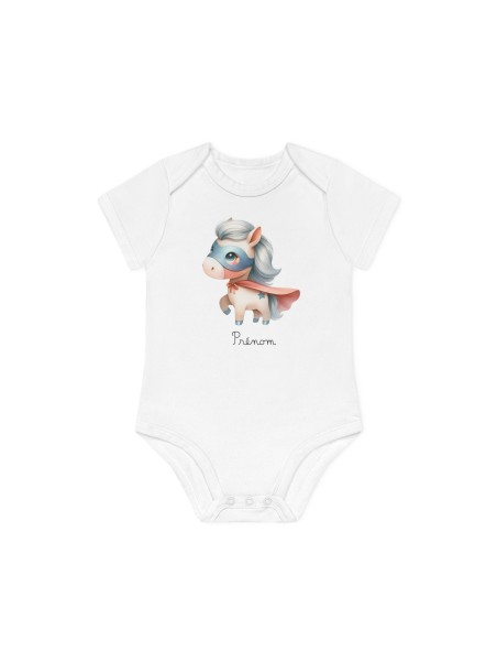 Body Bébé Drôle - Imprimé personnalisable avec prénom - Cadeau Naissance Original et unique - Licorne super héros - France