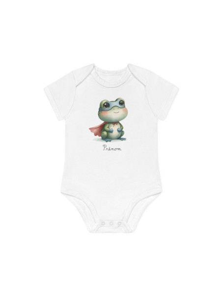 Body Bébé Drôle - Imprimé personnalisable avec prénom - Cadeau Naissance Original et unique - Grenouille super héros - France