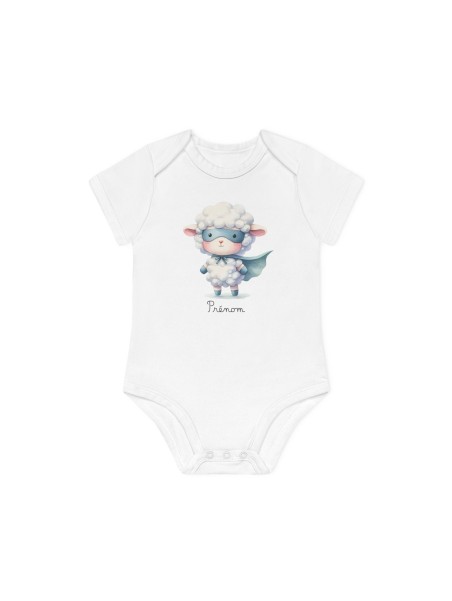 Body Bébé Drôle - Imprimé personnalisable avec prénom - Cadeau Naissance Original et unique - Mouton super héros - France