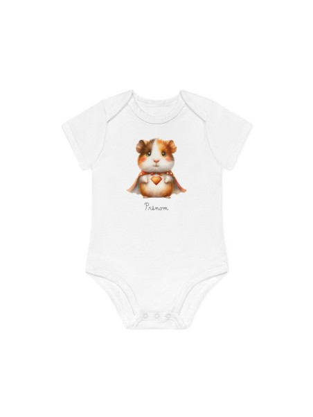 Body Bébé Drôle - Imprimé personnalisable avec prénom - Cadeau Naissance Original et unique - Hamster super héros - France