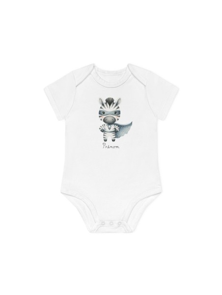 Body Bébé Drôle - Imprimé personnalisable avec prénom - Cadeau Naissance Original et unique - Zebre super héros - France