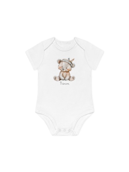 Body Bébé Drôle - Imprimé personnalisable avec prénom - Cadeau Naissance Original et unique - Ours aquarelle super héros