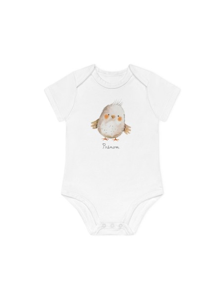 Body Bébé Drôle - Imprimé personnalisable avec prénom - Cadeau Naissance Original et unique - Oiseau aquarelle super héros