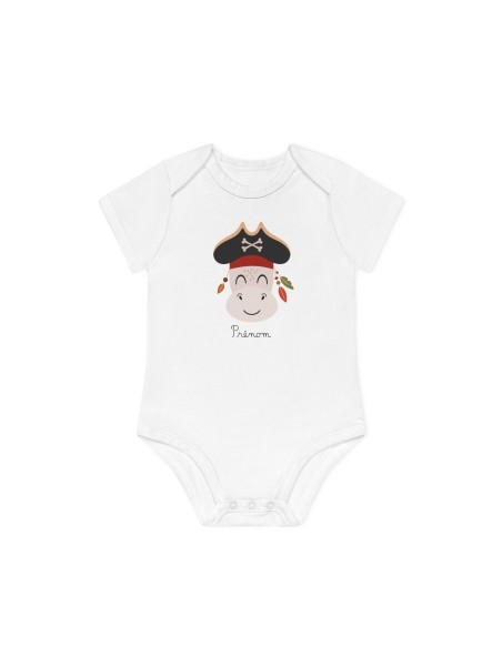 Body Bébé Drôle - Imprimé personnalisable avec prénom - Cadeau Naissance Original et unique - Âne pirate