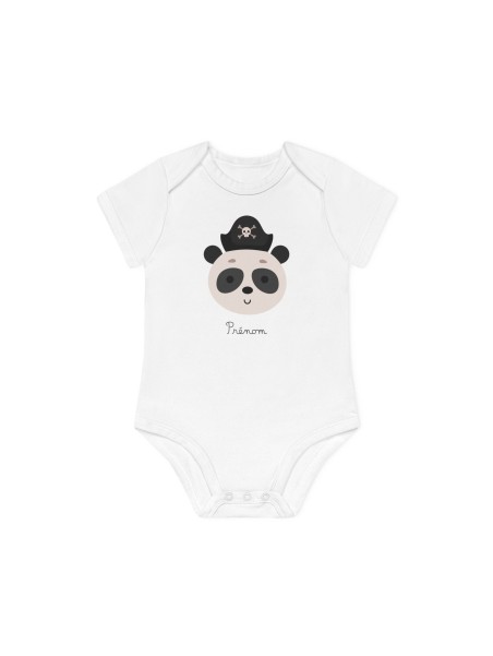 Body Bébé Drôle - Imprimé personnalisable avec prénom - Cadeau Naissance Original et unique - Panda pirate