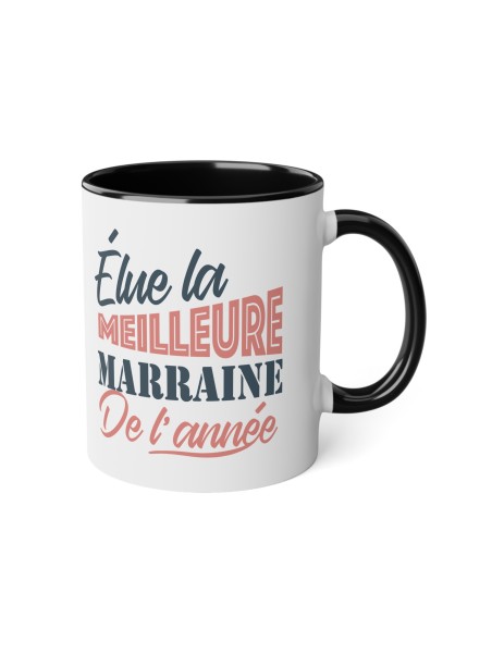 Mug céramique - Cadeau Idéal pour Demander ou Remercier sa Marraine - Fête des Pères - Elue marraine de l'année - France