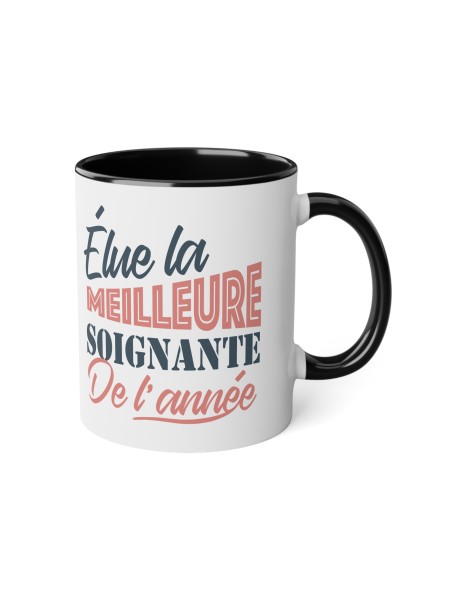 Mug céramique - Tasse Drôle et Originale - Idée cadeau pour Infirmières, Médecins et Aides-Soignants - Elue soignante de l'année