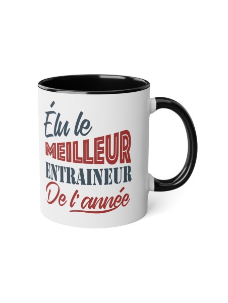 Mug céramique - Tasse Drôle et Originale - Idée cadeau pour fin d'année scolaire enseignant - Elue entraineur de l'année