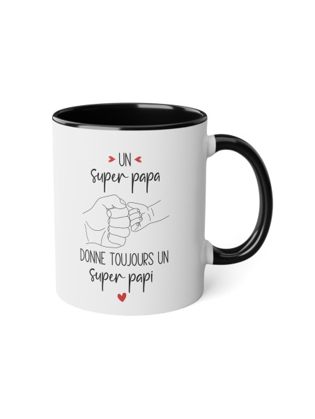 Mug céramique à message - Idée cadeau Original et imprimé Annonce naissance - Un super papa donne toujours un super papi