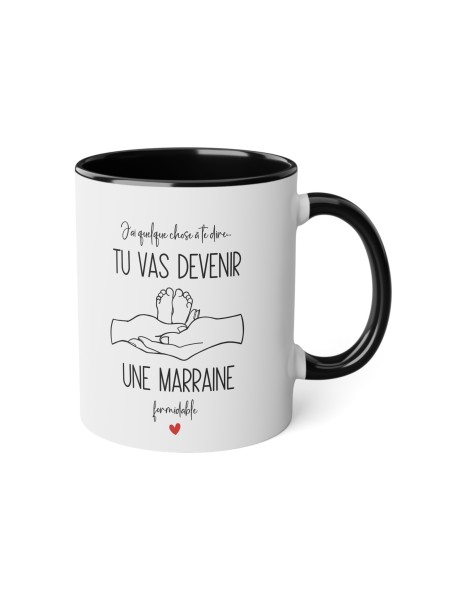 Mug céramique à message - Idée cadeau Original imprimé Annonce naissance - Tu vas devenir marraine