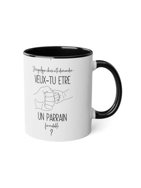 Mug céramique à message - Idée cadeau Original imprimé Annonce - Veux tu être un parrain formidable ?