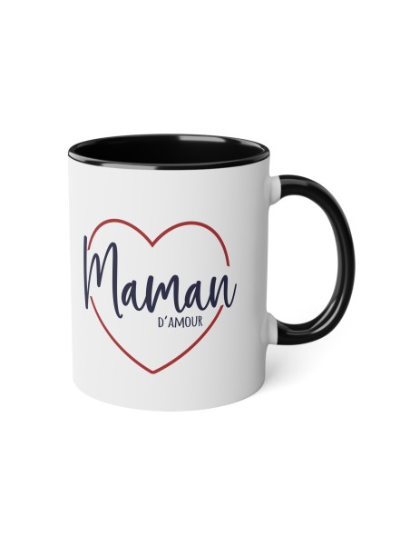 Mug céramique à message d’Amour - Cadeau Original Personnalisé pour Maman - Coeur maman d'amour