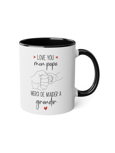 Mug tasse céramique - Idée cadeau Original avec message d'amour fête des pères - Love you mon papa merci de m'aider a grandir