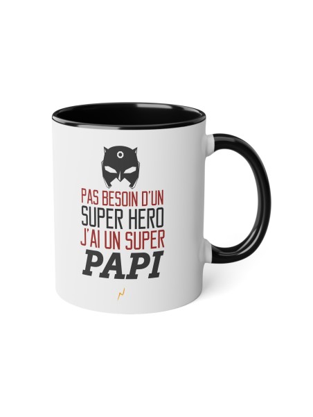 Mug tasse céramique - Idée cadeau Original avec message d'amour fête grand père - Pas besoin d'un super héros j'ai un super papi