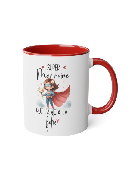 Mug tasse céramique - Idée cadeau Original avec message  - Super marraine que j'aime a la folie