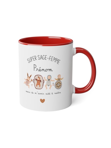 Mug tasse céramique - Idée cadeau avec prénom personnalisé remerciement métier - Super sage femme merci de m'aider a grandir