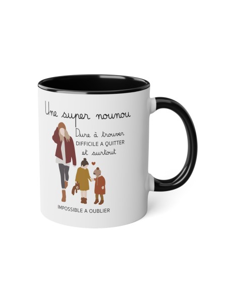 Mug tasse céramique - Idée cadeau avec prénom personnalisé remerciement - Une super nounou dure et impossible a oublier