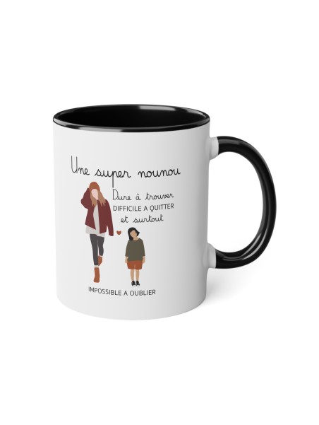 Mug tasse céramique - Idée cadeau avec prénom personnalisé remerciement - super nounou dure a trouver et impossible a oublier