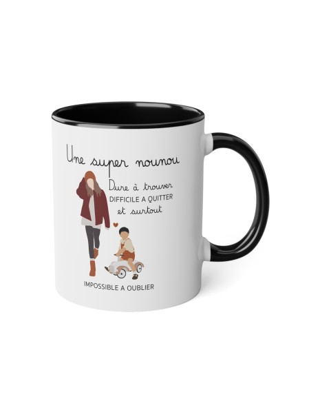 Mug tasse céramique - Idée cadeau avec prénom personnalisé remerciement - super nounou dure a trouver et impossible a oublier