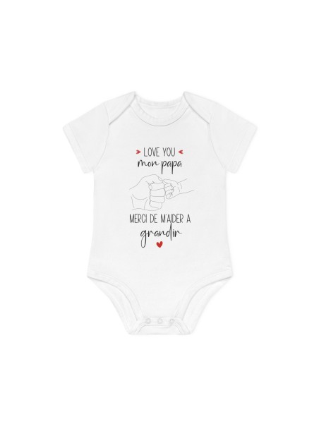 Body Bébé Drôle - Imprimé Humour et Citations - Cadeau Original naissance - Love you mon papa merci de m'aider a grandir