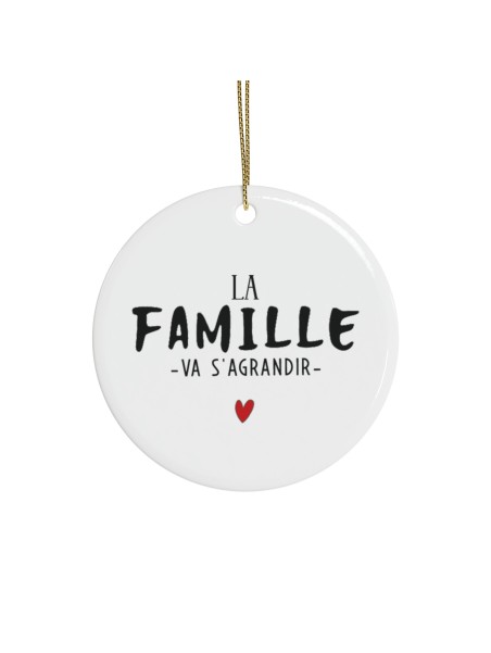 Décoration céramique Ornement sapin de Noël - Cadeau Original annonce naissance -  Imprimé La famille va s'agrandir