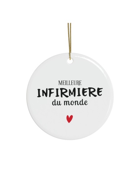 Décoration céramique Ornement sapin de Noël - Cadeau Original -  Imprimé meilleure infirmière du monde - France