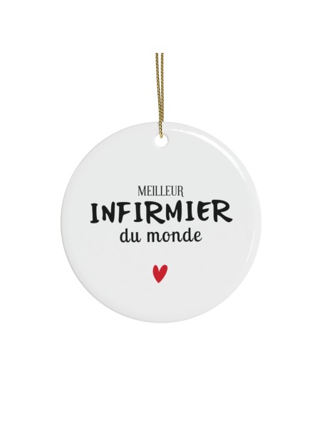 Décoration céramique Ornement sapin de Noël - Cadeau Original -  Imprimé Meilleur infirmier du monde - France