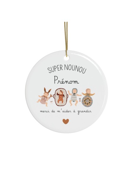 Décoration céramique Ornement Noël - Idée cadeau avec prénom personnalisé remerciement métier - Super sage femme merci