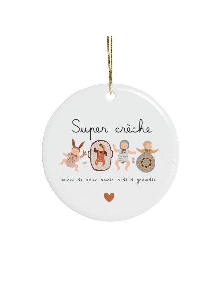 Décoration céramique Ornement Noël - cadeau avec prénom personnalisé remerciement métier - Super crèche merci